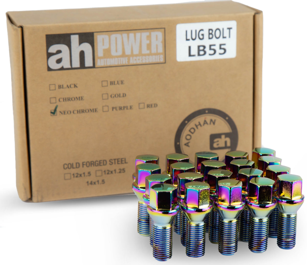 Aodhan LB55 Lug Bolts Set - Conical Seat, 28mm Shank Length