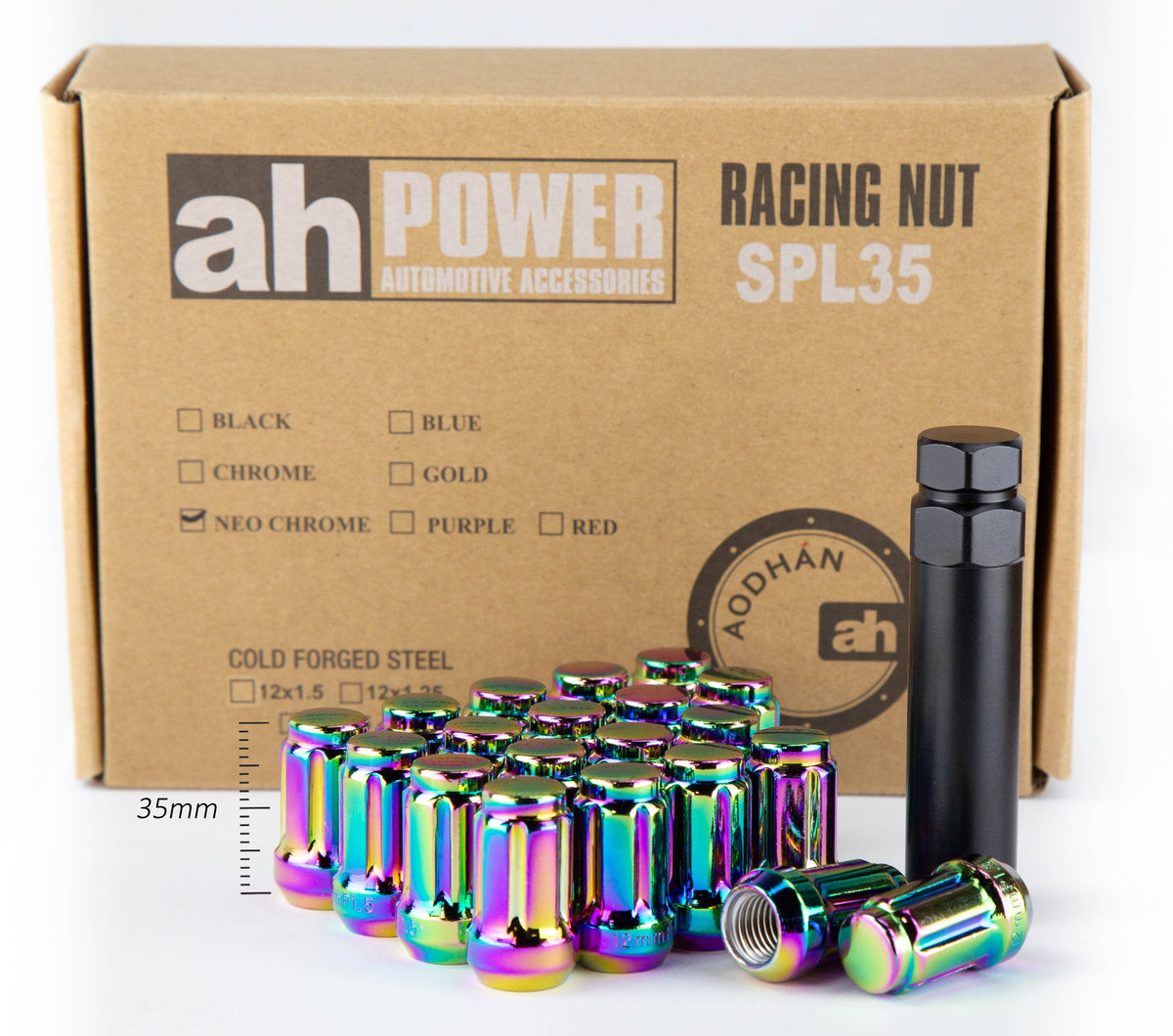 Aodhan Spline Lug nuts Set - Conical Seat ,35mm Overall Size