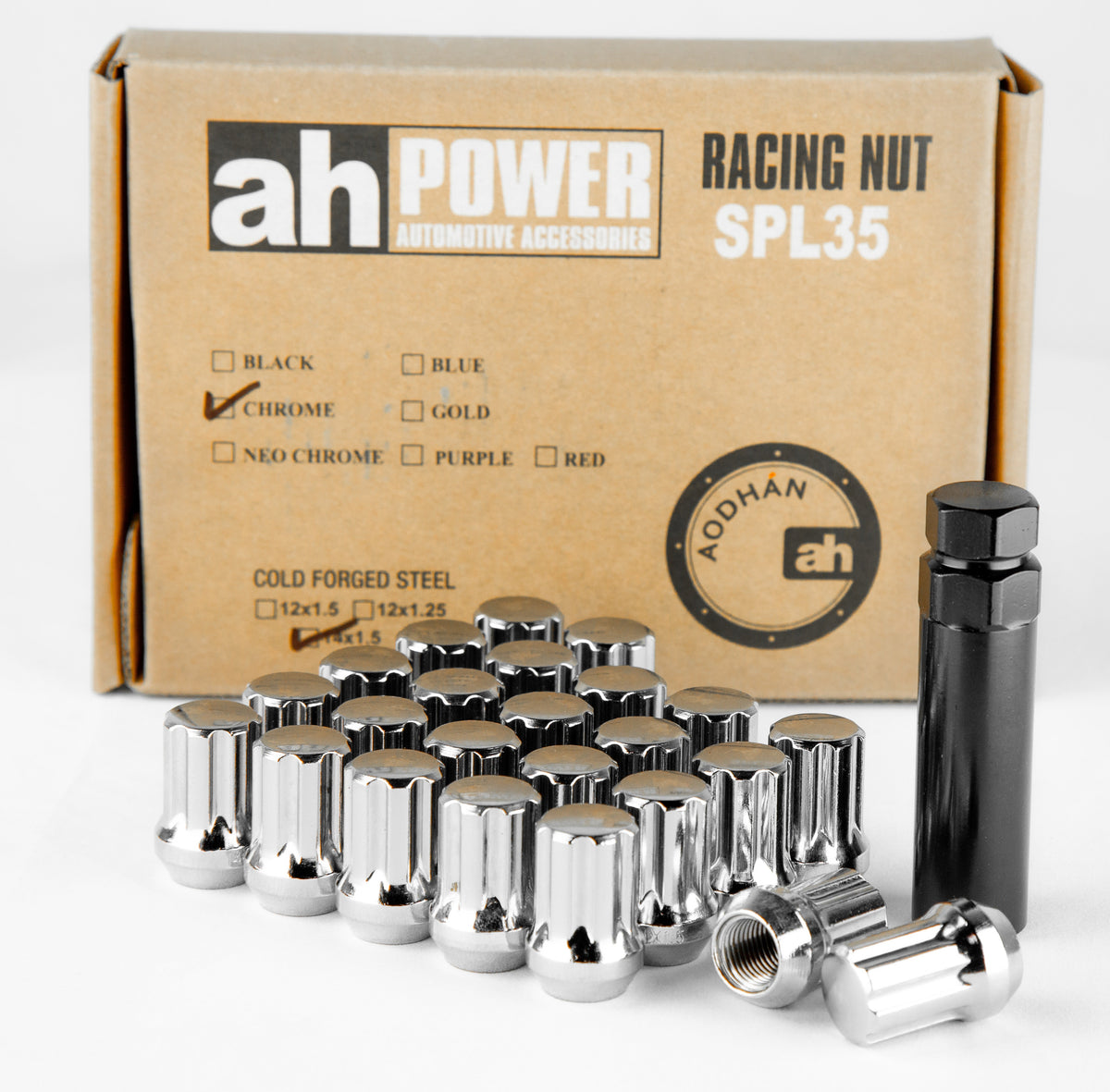 Aodhan Spline Lug nuts Set - Conical Seat ,35mm Overall Size